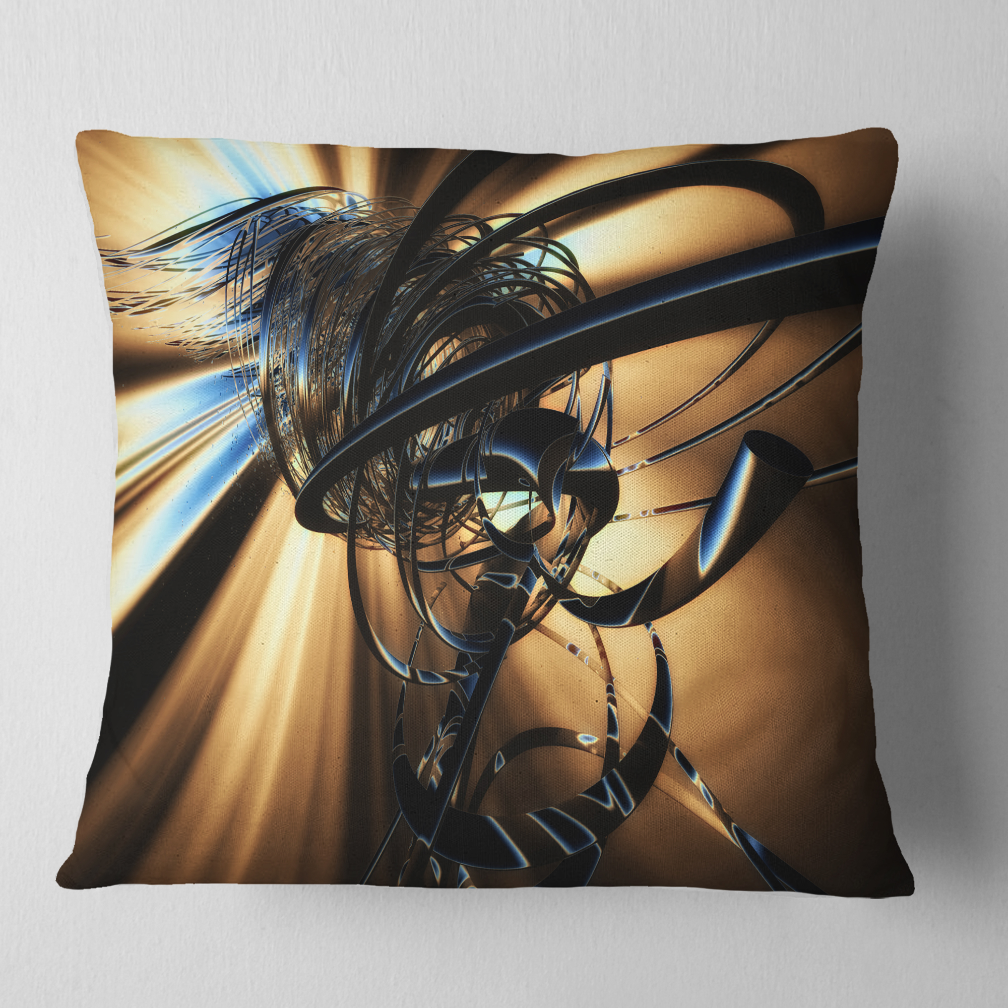 Designart Fractal 3D Dark Brown Tangle - Contemporary Throw Pillow - 18x18
