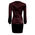 thumbnail image 4 of Vestido midi formal plisado para mujer - Vestido de cóctel con escote en V profundo y cremallera, 4 of 6