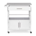thumbnail image 6 of Riverbay Furniture Transitional Wood/Granite-Top Kitchen Cart in Bright White, 6 of 14