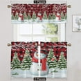 thumbnail image 1 of Fashnice Christmas Xmas Short Window Curtain Half Window Drapes Slot Top Kitchen Valance Cafe Tier Bathroom Scarf Rod Pocket Curtain Panel Style-A 2pc-Tier Curtain: W:27.5''x H:24'', 1 of 6