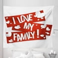 thumbnail image 1 of Family Tapestry, Red Banners with Family Love Message and White Hearts Passionate Illustration, Fabric Wall Hanging Decor for Bedroom Living Room Dorm, 5 Sizes, Orange White, by Ambesonne, 1 of 1