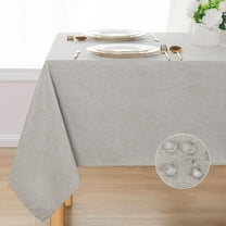 Hiasan Faux Linen Tablecloth, Soft Polyester Table Cover for Rectangle Table, Spill-proof Wrinkle Resistant Decorative Fabric Farmhouse Table Cloth for Parties, Picnic, Dinner(60"x120", Light Grey)