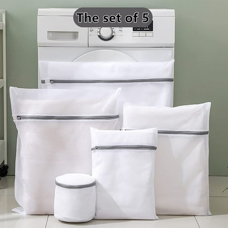 

5Pcs Mesh Laundry Bags for Washing Machine Reusable and Durable for Delicates Blouse Hosiery Underwear Bra