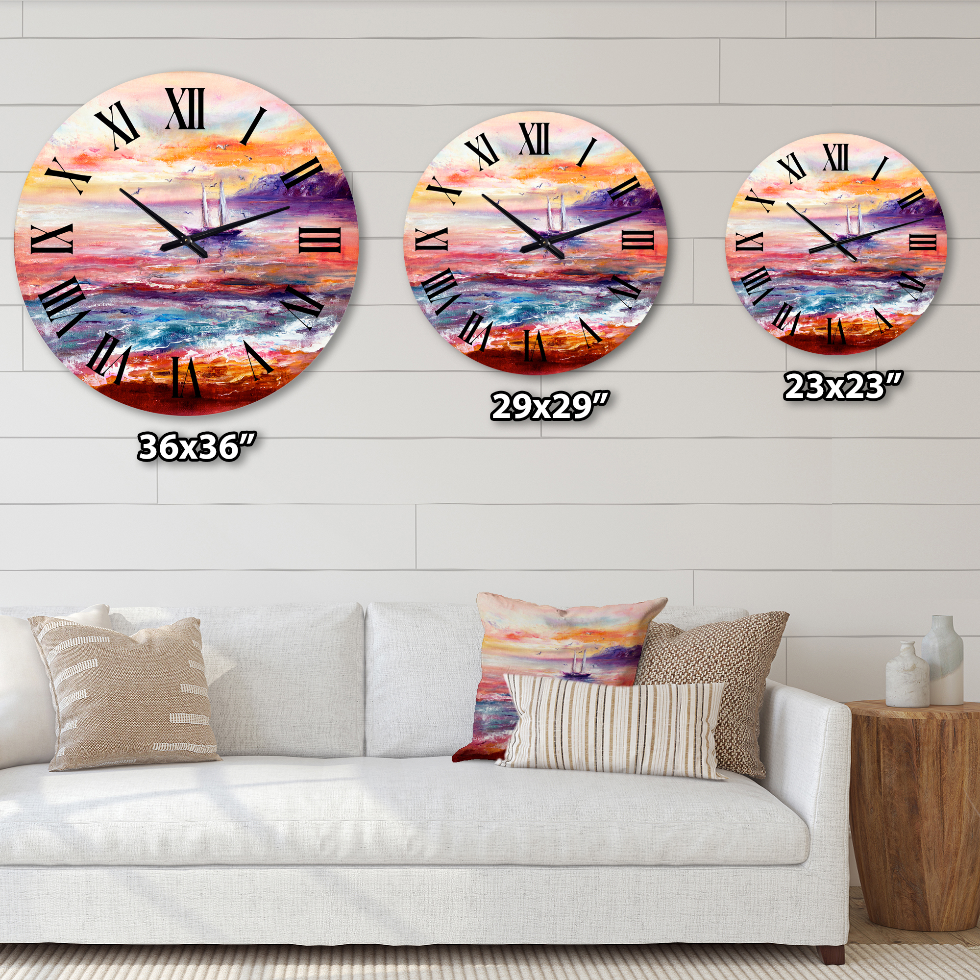 Designart 1 in Quartz Coastal Wall Clock