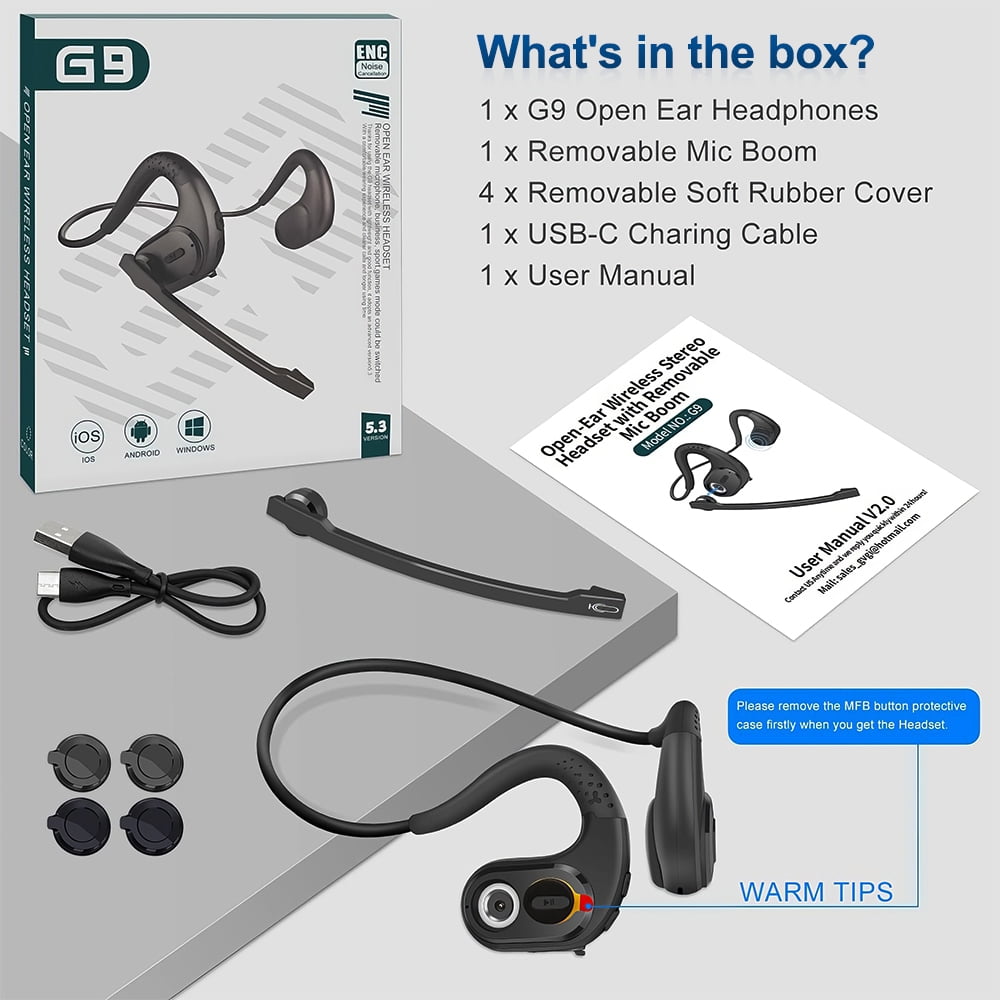 PEPWELL Bluetooth Headset with Removable Microphone Noise Cancelling Handsfree Wireless Headset for Office Meeting Running Cycling Truck Driving 12 Hrs Playtime