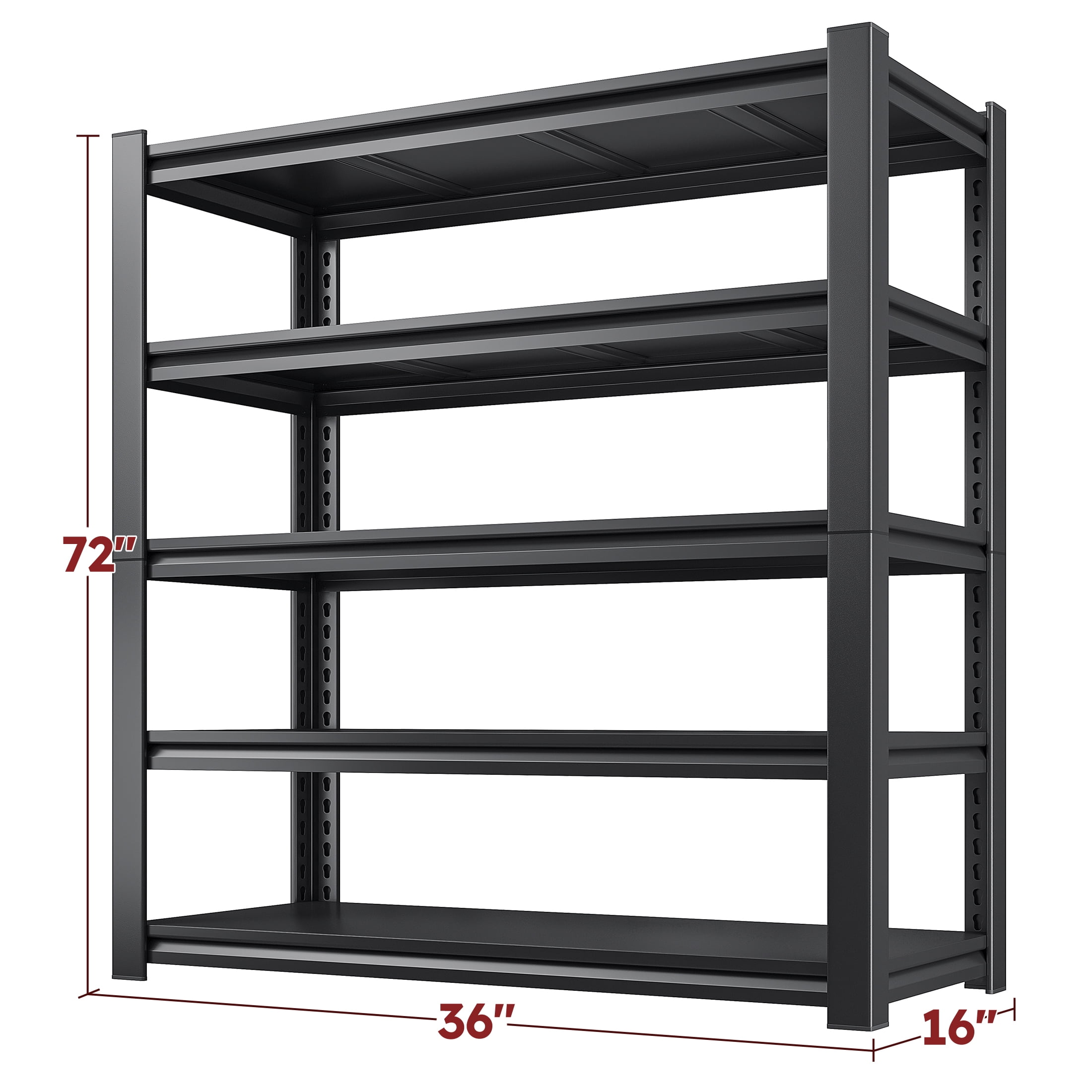 REIBII 72" H Garage Shelving Heavy Duty 3000 LBS 5 Tier Storage Shelves Adjustable Shelving Unit and Storage for Garage,Basement,36" W x 16" D x 72" H