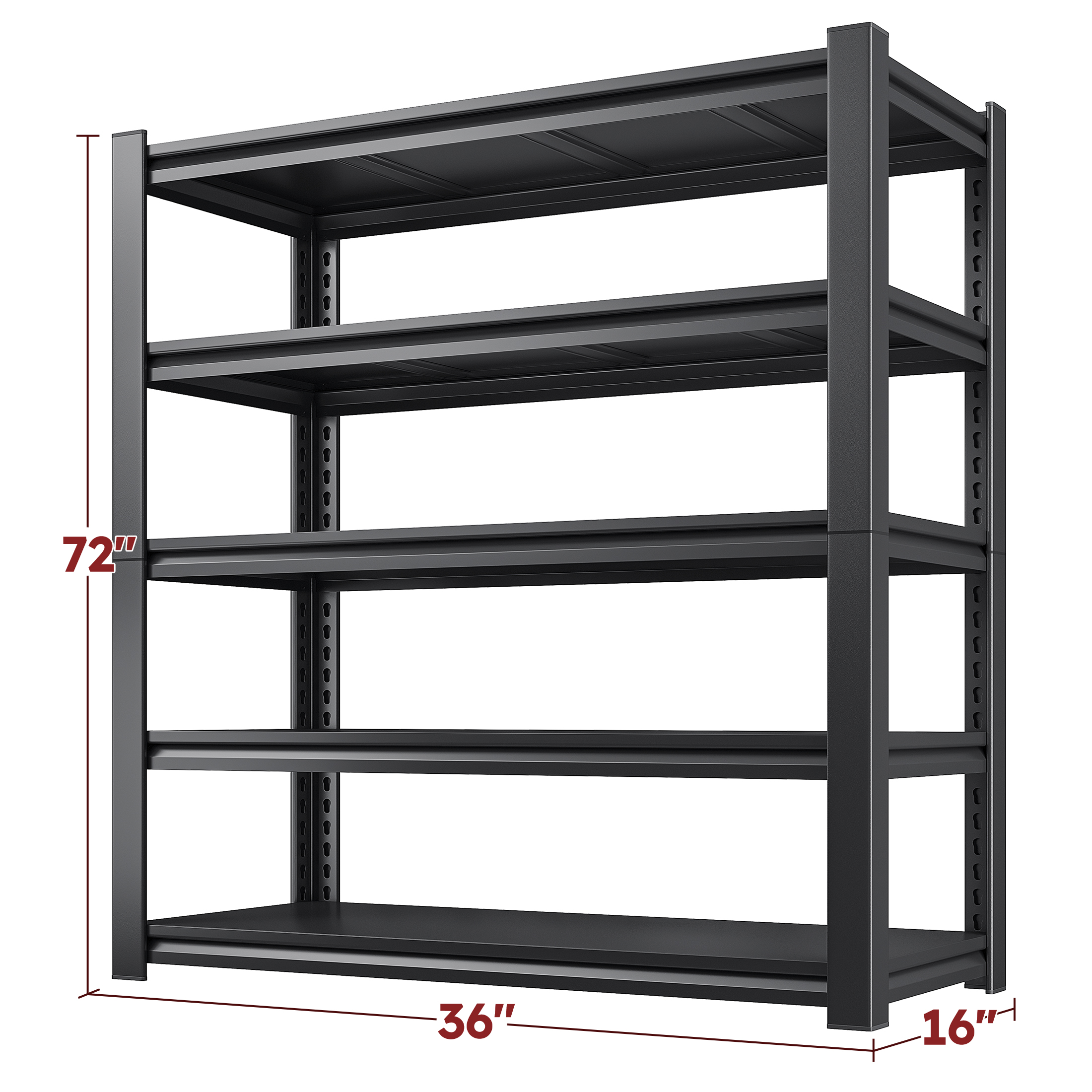 REIBII 5-Tier Garage Shelving Unit, 72"H x 36"W, Black photo 8