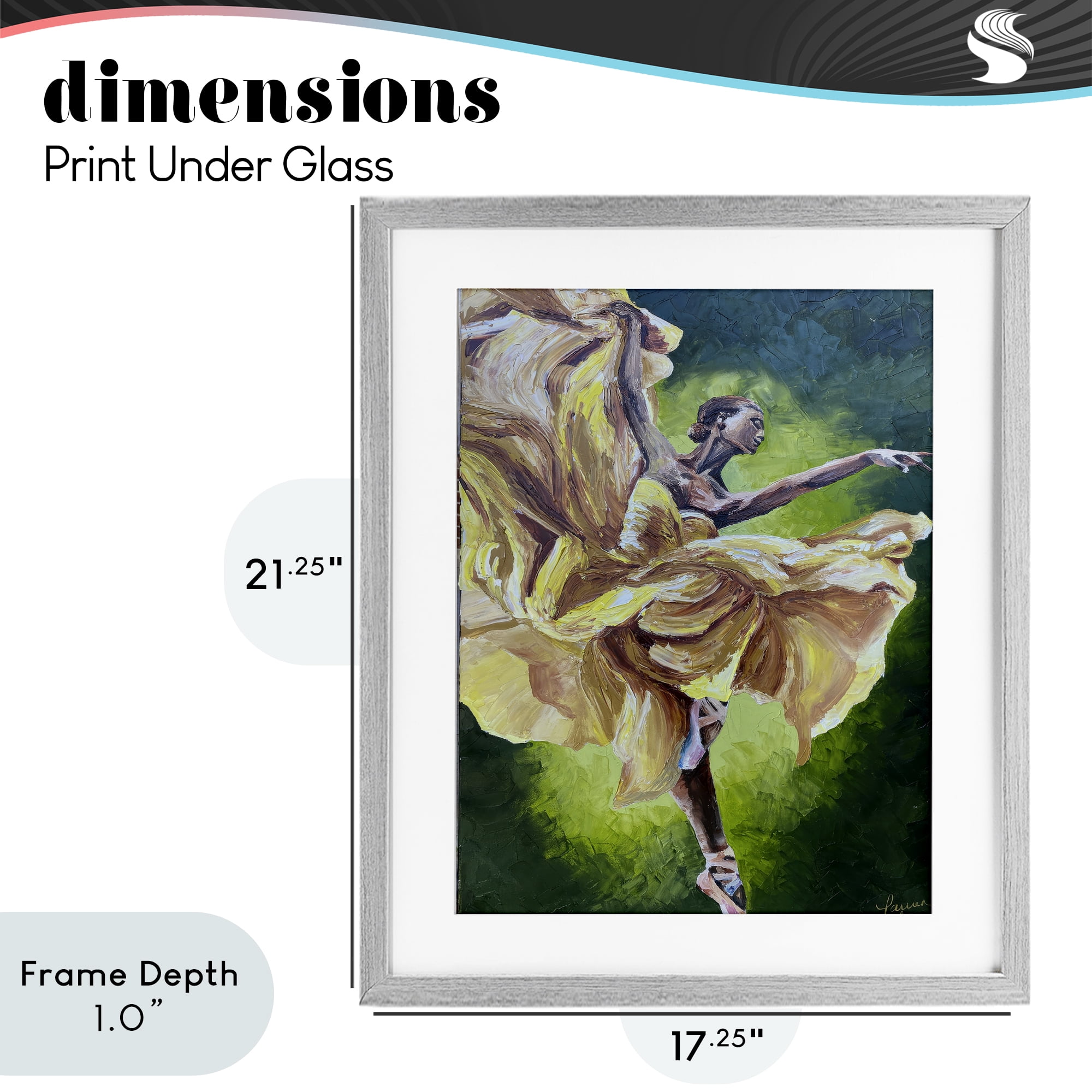 Stupell Industries Primavera Ballet Dancer Gray Framed Print Under Glass, design by Lauren Luna