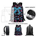 thumbnail image 4 of Aplkyhs Rugby Blue Bow Kids Backpack Set of 4 with Lunch Bag Pen Bag Set Bottle Sleeve for Girls Boys Multifunctional Pencil Case Suitable for Elementary Middle School High, 4 of 7