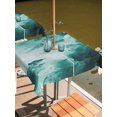 thumbnail image 2 of Outdoor Tablecloth with Umbrella Hole for Patio/Picnic/Party/Camping, Teal Green Ombre Clouds Waterproof Table Cloth Square Cover Washable, Modern Abstract Gradient Cloud (60"x 60"), 2 of 8