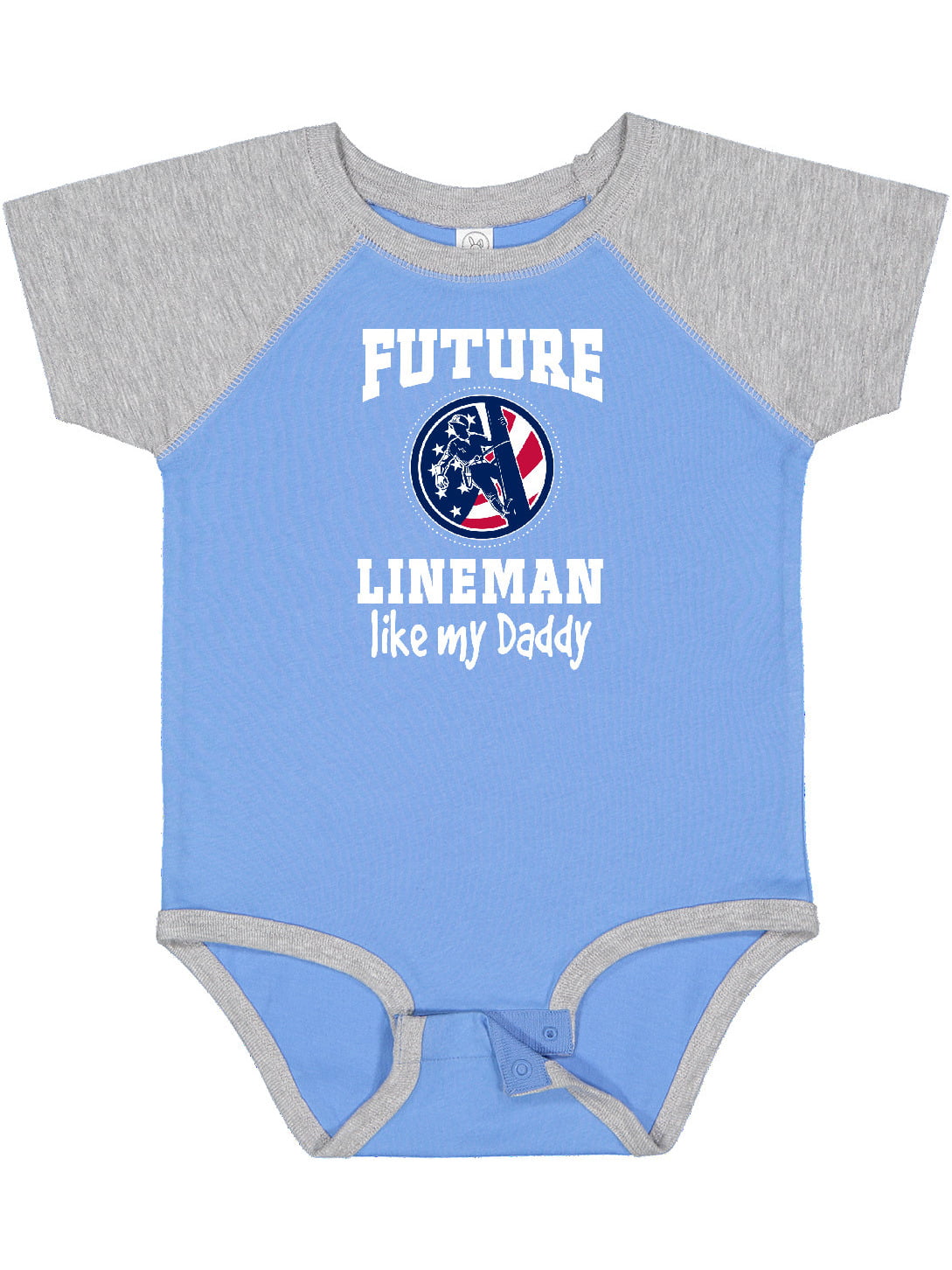 American Lineman Design On The Back Baby Outfit Short Sleeves Bodysuits