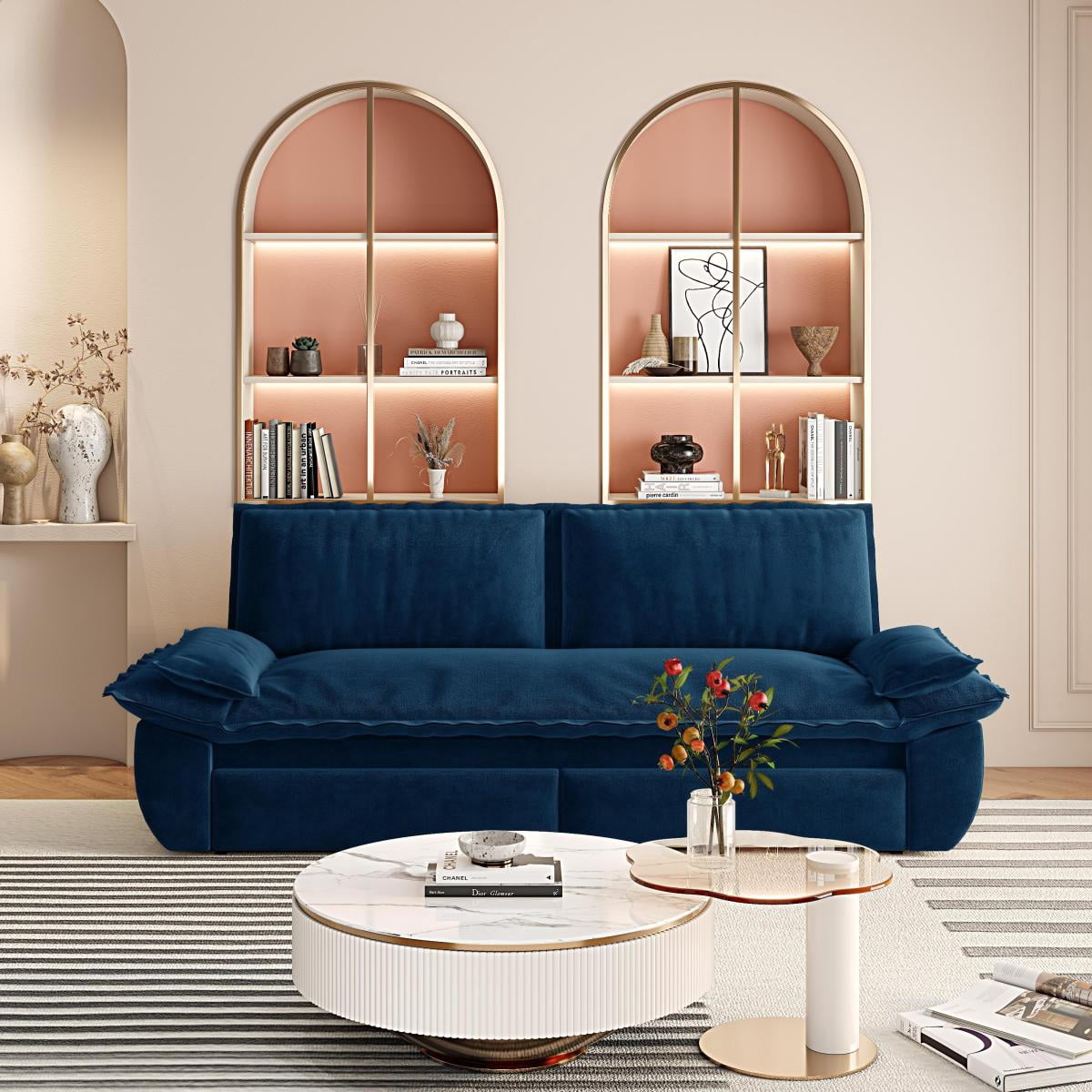 73.2" Queen Pull Out Sofa Bed, 3-in-1 Convertible Sleeper Sofa, Multi-Functional Velvet Loveseat Bed for Living Room, Bedroom, Apartment, Office