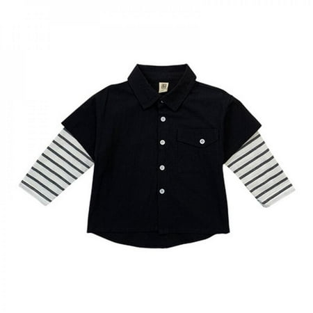 

Baby Clothes for boys Boys Long Sleeve Shirt Fake Two Piece Shirt Top Spring Autumn