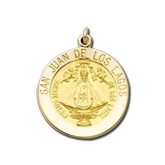 San Juan De Los Lagos Religious Medal - Solid 14k Yellow Gold, Just Under 5/8 Inch (18.0mm)