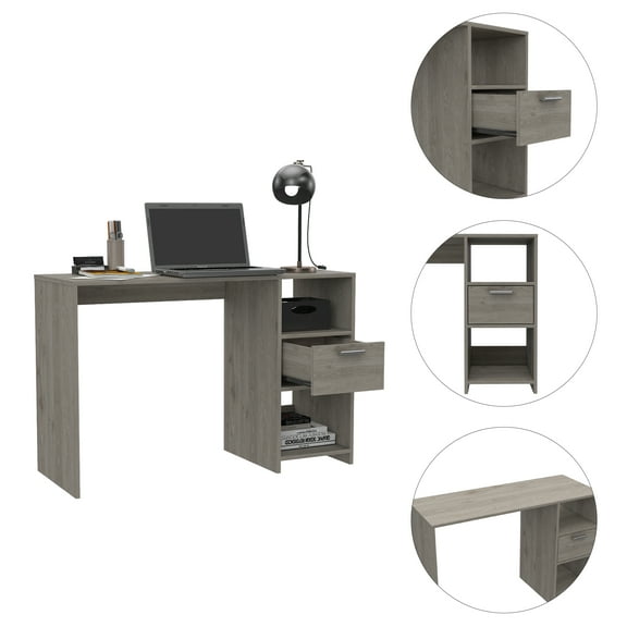 Omma 43 Inch Compact Computer Desk with Drawer and Two Shelves