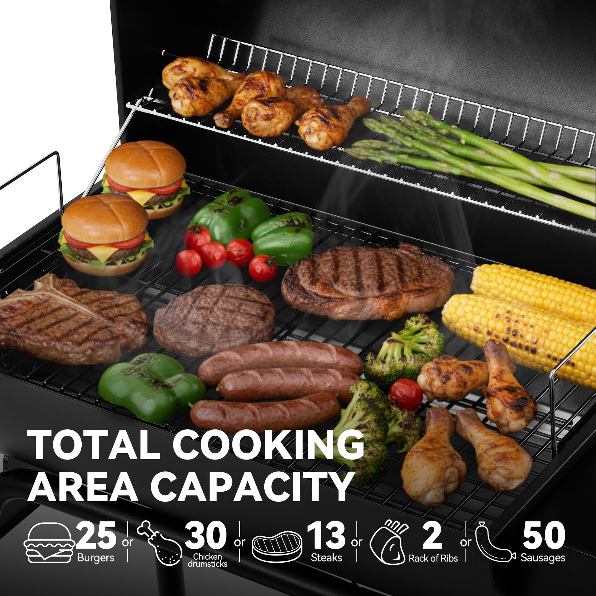 Cc1830 28 Inch Charcoal Grill With Warming Rack  Outdoor Bbq 626 Sq. In. Grilling Space For Backyard Patio And Parties Black