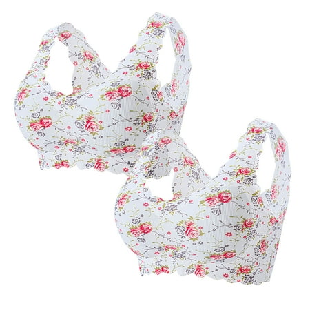 

wendunide bras for women 2PC Women s Plus-Size Print Unblemished With Ice Silk Floral Bra Underwear Bra B XL