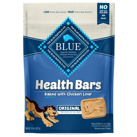 Blue Buffalo Health Bars Chicken Liver Flavor Crunchy Biscuit Treats for Dogs, Whole Grain, 16 oz. Bag