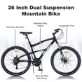 thumbnail image 2 of 26 inch Mountain Bike for Men and Women, 21-Speed Mountain Bicycle with Dual Suspension and Aluminum Alloy Frame, 85% Assembled, Black, 2 of 6