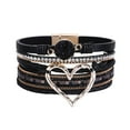 thumbnail image 2 of YYKihy Women Leather Cuff Bracelet Set Multilayer Wrap Bracelet Crystal Heart Bracelet Clasp Bracelet For Women, 2 of 7