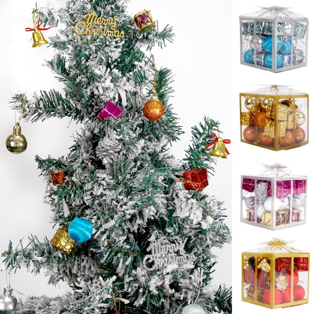 Xihbxyly Almacén de Liquidación Nueva Caja de Regalo Navideña Pequeña En Paquete Múltiple Campanas de Colores, Conos y Colgantes para Árbol de Navidad, Adornando Navideños Colgantes