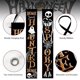 thumbnail image 3 of Letrero de porche con temática de Halloween, diseño de calabaza y farol, para puerta principal, decorativo, para colgar, de bienvenida, para fiesta, con fantasmas y murciélagos, para el hogar y, 3 of 7