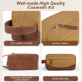 thumbnail image 2 of Men's Premium Water-Resistant Hanging Toiletry Bag - Large Capacity Travel Shaving Kit Organizer with Zippered Compartments, PU Leather Handle (Brown), 2 of 7