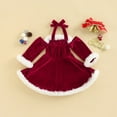 thumbnail image 4 of Mercatoo Toddler Baby Girl Christmas Dresses Lacing Strapless 𝐇𝐚lter Velvet Dresses Christmas P𝐚rty Dresses Outfit, 4 of 7