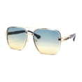 thumbnail image 2 of Rimless Luxury Bevel Lens Mens Rectangle Officer Cop Sunglasses Gold - Green Yellow, 2 of 4