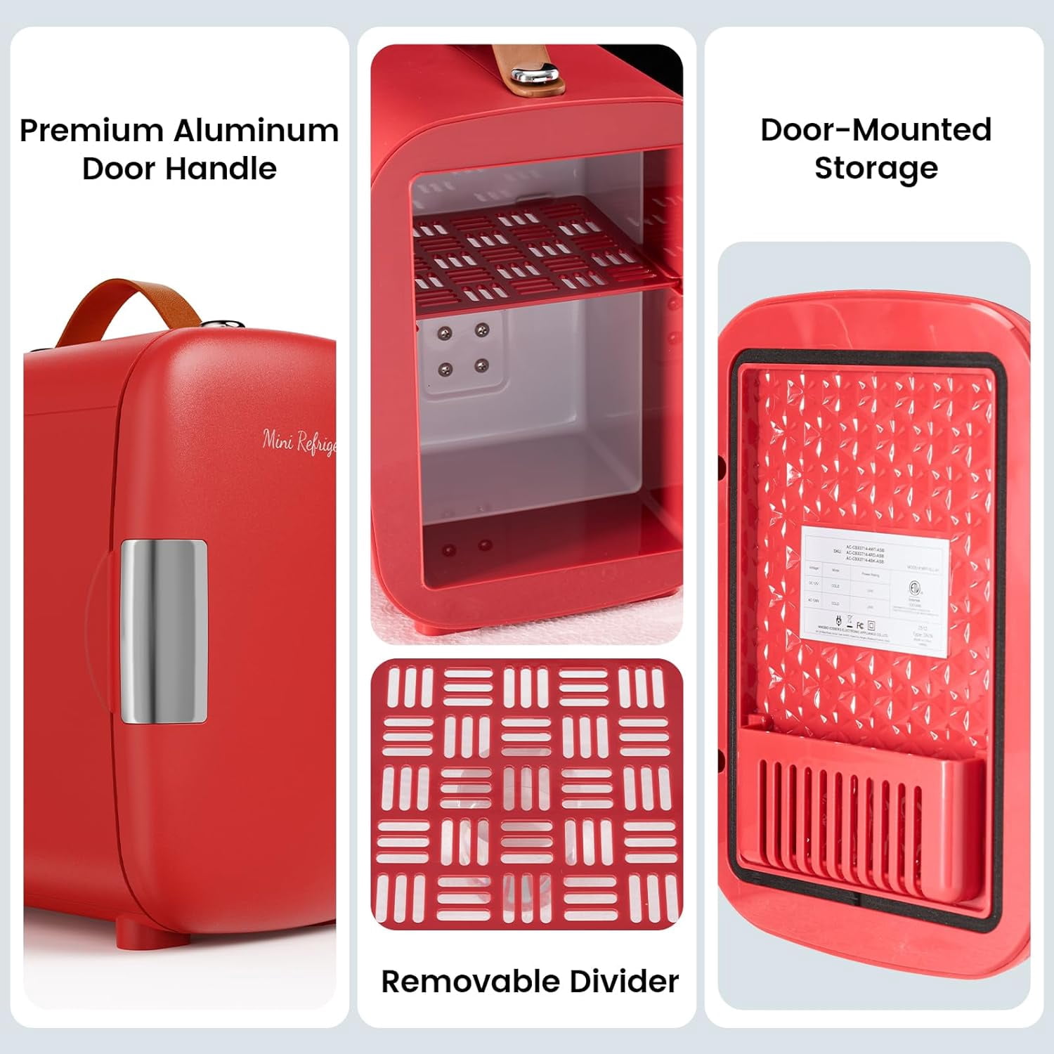 Dozzle 4L Mini Fridge , Holds 6 Cans, Keeps Skincare and Snacks Chilled with Dual 110V/12V Power, Compact Companion for Dorm, Office, and Car,Red