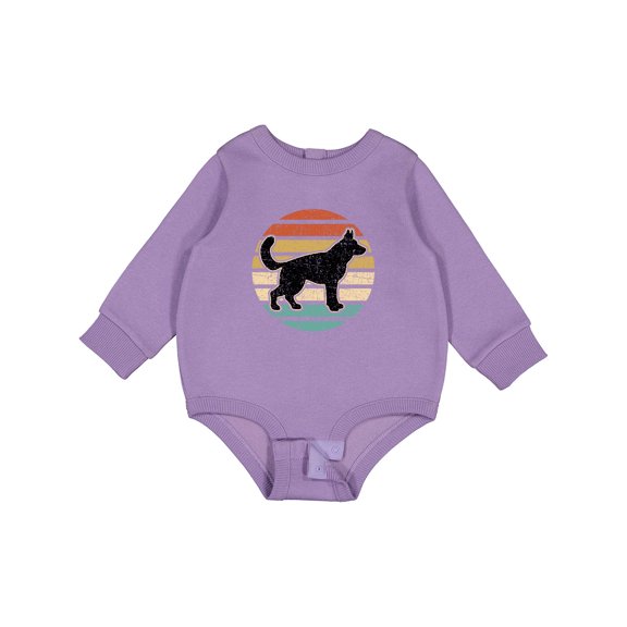 Inktastic German Shepherd Silhouette Vintage Retro Baby Fleece Bodysuit