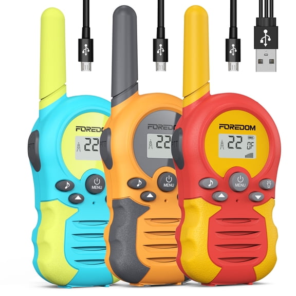 FOREDOM FD688 Rechargeable Walkie Talkies for Kids with Flashlight, 3 Pack