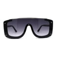 thumbnail image 3 of Womens Semi Rimless Flat Top Thick Plastic Shield Sunglasses Black Silver Smoke, 3 of 4