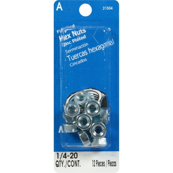 1/4"-20 Zinc Plated Grade 2 Steel Coarse Thread Finished Hex Nuts