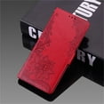 thumbnail image 4 of Allytech Galaxy S21 FE Protective Case, Embossed Flower Premium PU Leather Drop Protection Folio Flip Stand Wrist Land Magnetic Wallet Cover Case for Samsung Galaxy S21 FE 5G 6.4" Phone, Red, 4 of 9