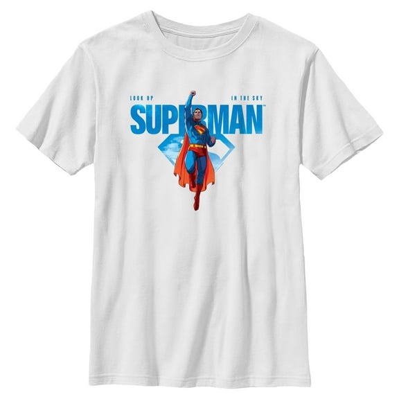 Boys Superman Look Up Hero Pose T Shirt