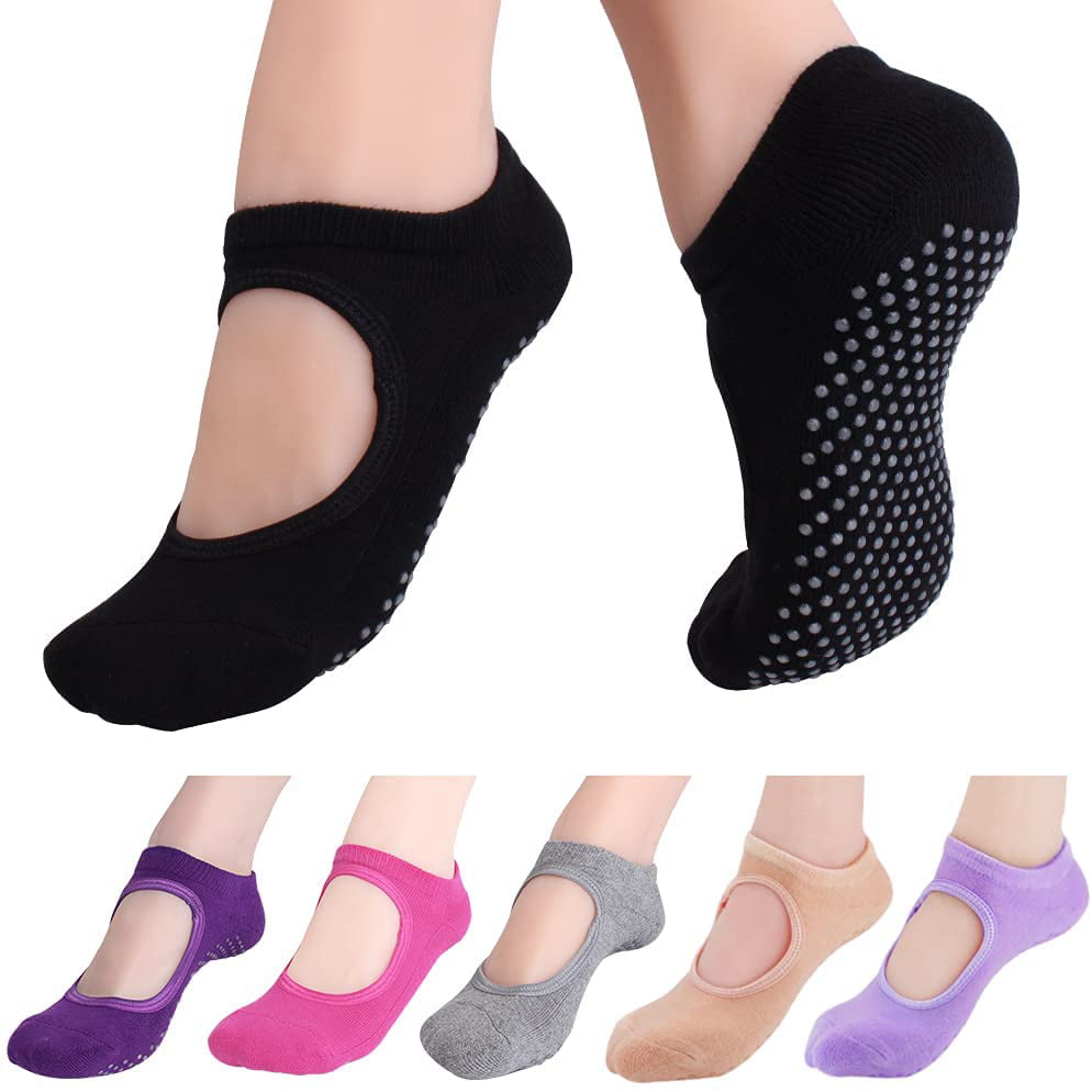 Women Yoga Socks Non-Slip Skid with Grips Pilates Fitness Ballet Exercise Gym 