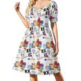 thumbnail image 2 of Vestido de manga corta con estampado de farmacia, para fiestas, bodas y fiestas., 2 of 7