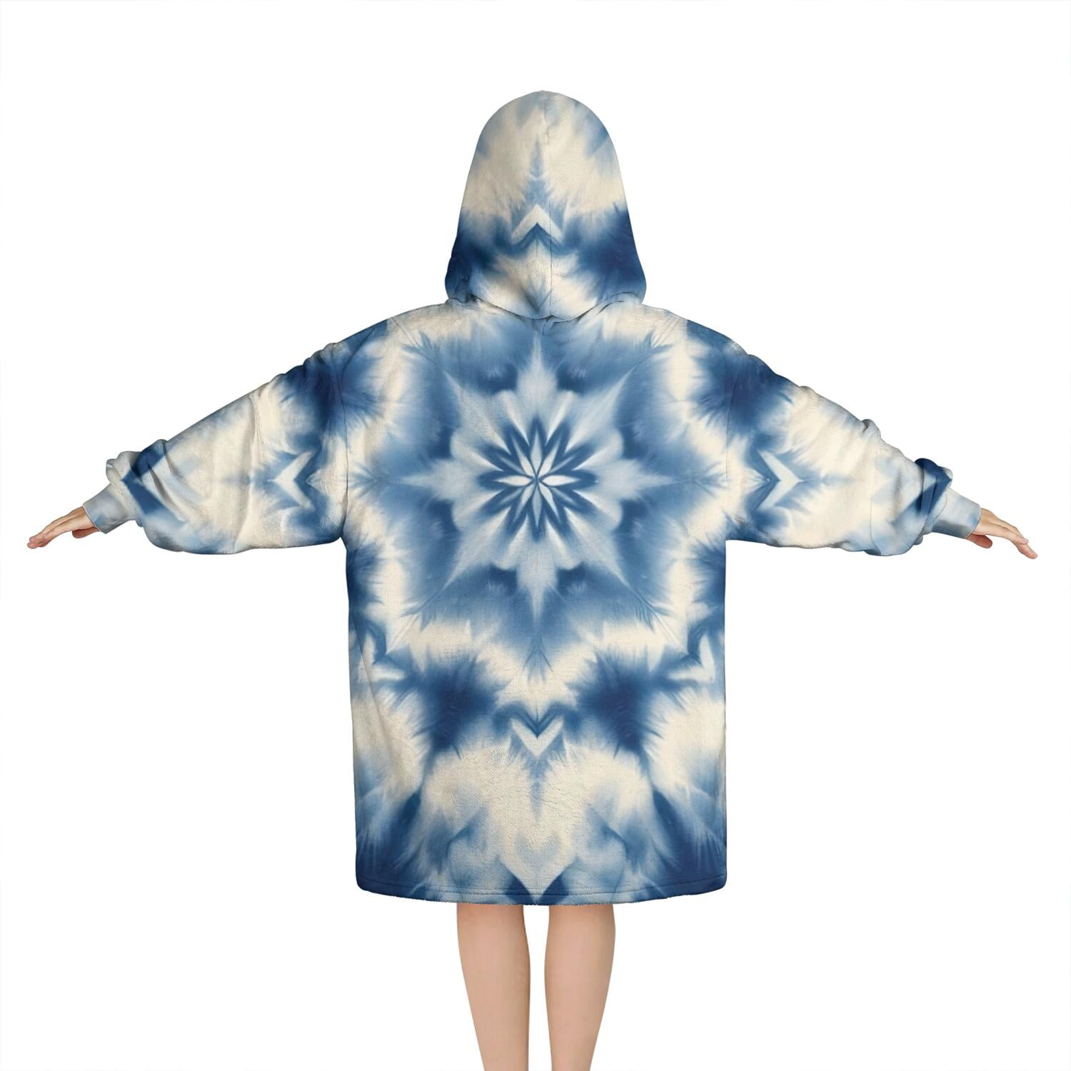 Indigo Tie Dye Star Blanket Hoodies for Kids 6-13YR Oversize Wearable Blanket Hoodies for Boys Girls Teens
