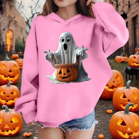 Bnwani Kids Pullover Sweatshirts Long Sleeve Fleece Casual Oversized Cute Solid Pocket Pink Size 3-4t