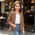 thumbnail image 2 of CPNG Girls' Cropped Blazer Casual and Elegant Loose Suit Jacket Kids School Uniform Lightweight Slim Fit Jacket, 2 of 8