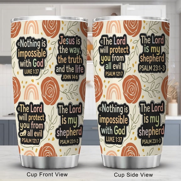 christian Tumbler 20oz Travel Coffee Cup with Lid Christian Faith Gift for Her