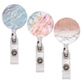 thumbnail image 3 of 3Pcs Portable Marble Retractable Badge Holder Reel Key ID Name Card Belt Clip, 3 of 9