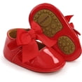 thumbnail image 3 of SOFMUO Baby Girls Mary Jane Flats Non-Slip Soft Rubber Sole Bowknot Infant Slippers Toddler Princess Dress Walking Shoes(Red,0-6 Months), 3 of 7