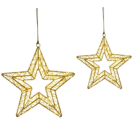 LED Lighted Stars Outdoor Christmas Decorations - 18" - Gold - Set of 2