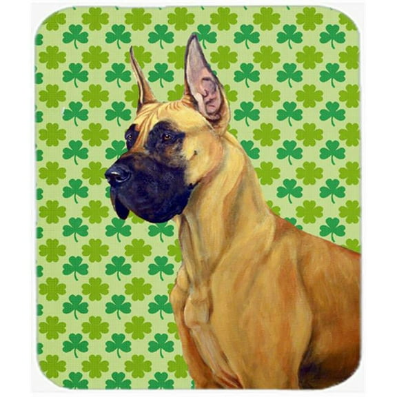 Great Dane St. Patricks Day Shamrock Portrait Mouse Pad, Hot Pad or Trivet