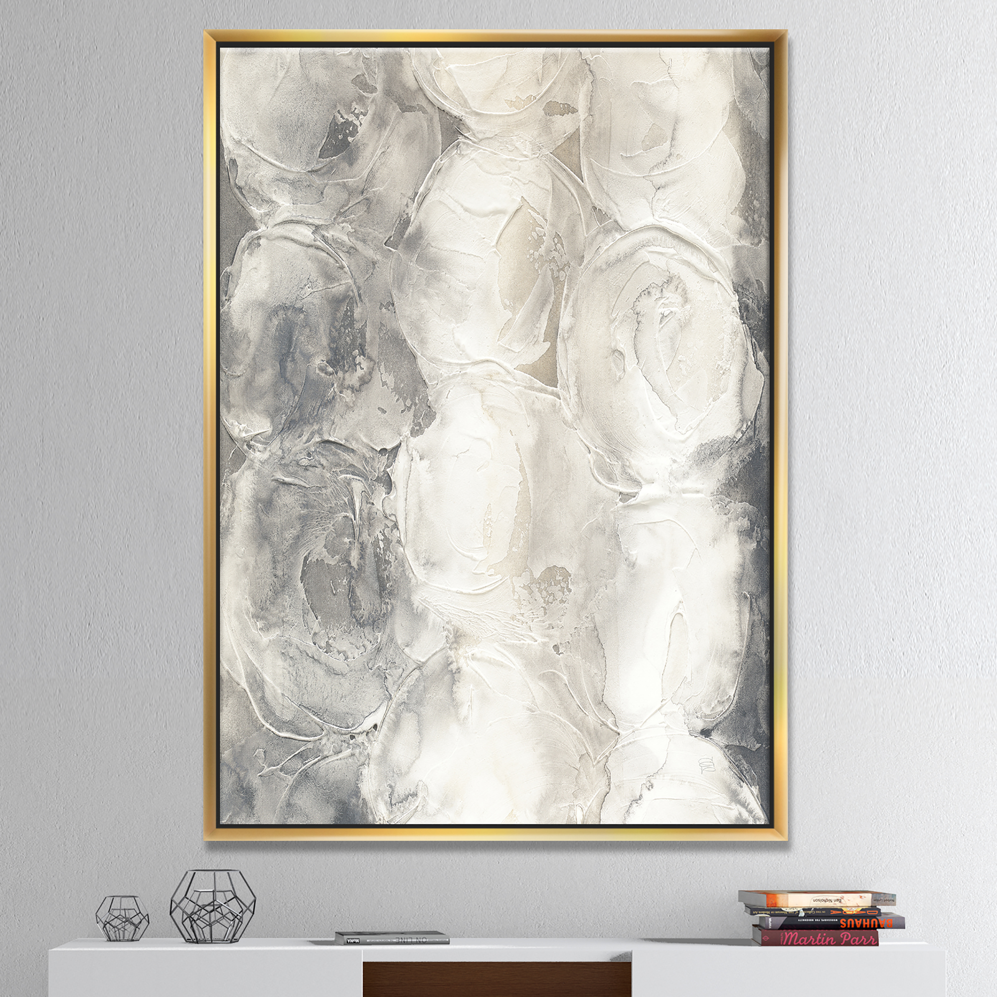 Designart ' Gray Circles I ' Modern & Contemporary Framed Canvas