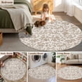 thumbnail image 6 of Pastoral Flowers Washable Round Area Rug 5 ft, Khaki Flower Farm Vintage Linen Texture , Soft Non Slip Rugs Stain Repellent Indoor Felt Carpet for Living Dining Room Bedroom Home Office, 6 of 9