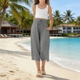 thumbnail image 5 of Ruyang Capri Pants for Girls Cotton Linen Wide Leg Pants Summer Capris Pant Palazzo Loose Fit Casual Trousers Pockets 2026 Trendy, 5 of 9