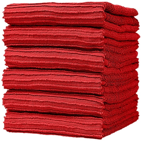 6 Premium Kitchen Towels (16”x 26”, 6 Pack) – Large Cotton Kitchen Hand Towels – Ribbed Design – 340 GSM Highly Absorbent Tea Towels Set With Hanging Loop –